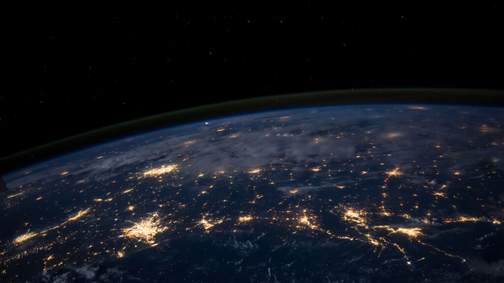 夜景 地球 太空俯瞰墨西哥湾沿岸 城市灯光 星点 4k