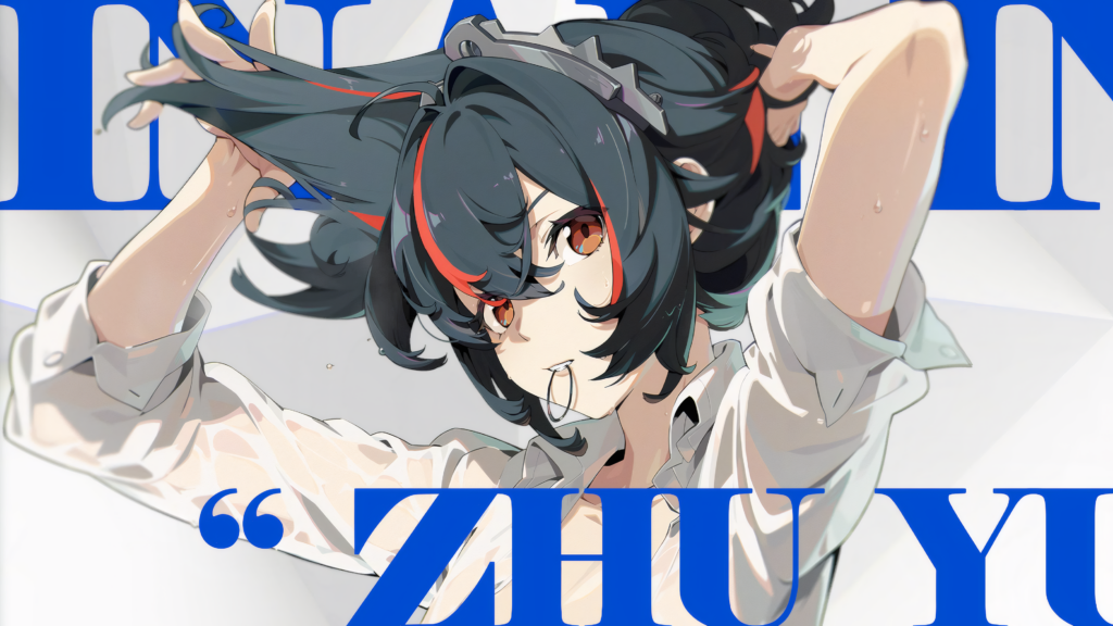 女警 动漫女孩 长发 湿衣服 白衬衫 卷袖 4k